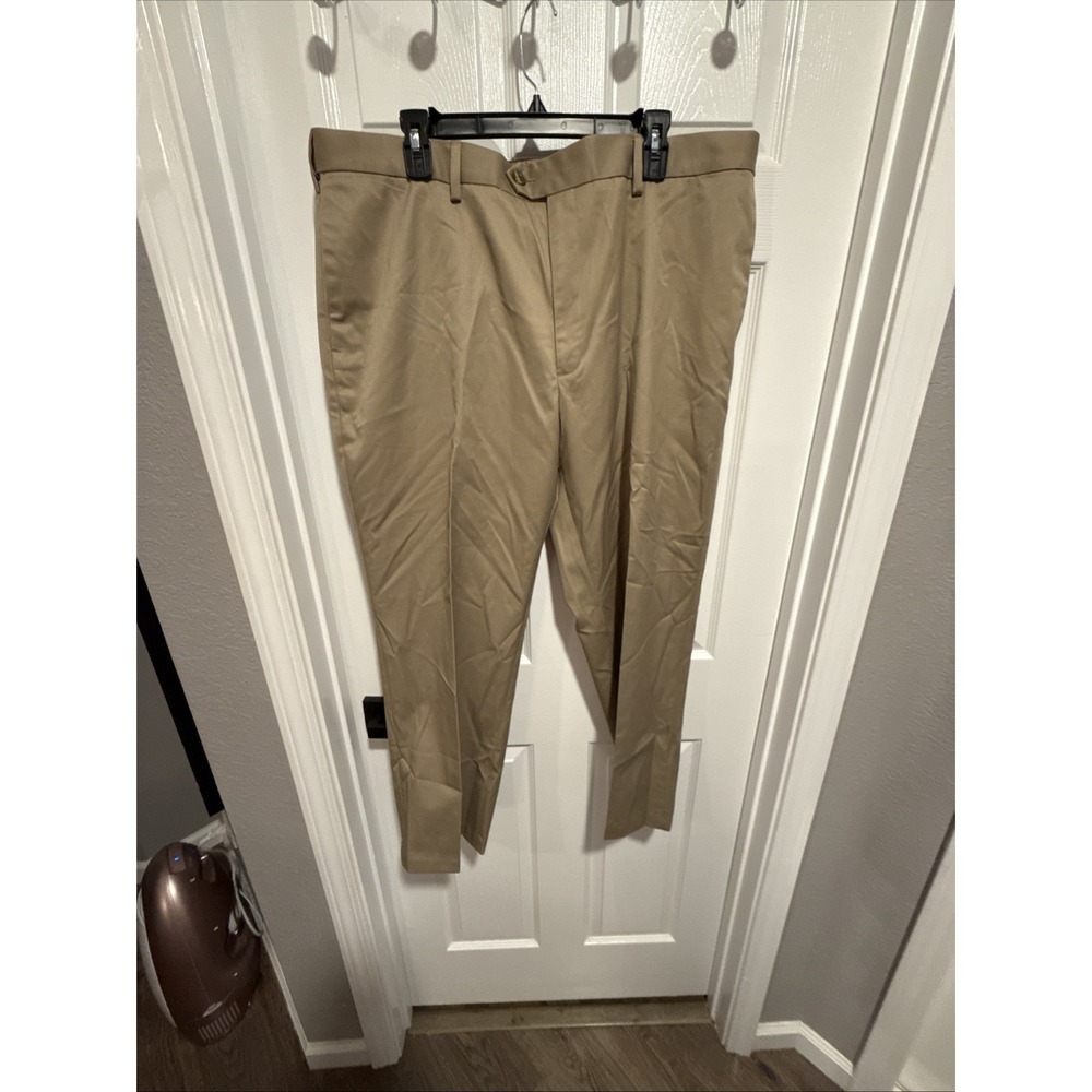 Perry Ellis Portfolio Men 40x29 Beige Flex Twill Dress Pants PTBF6053SA